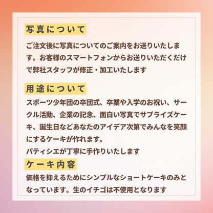 オリジナル写真ケーキ（３０センチサイズ２０人前）